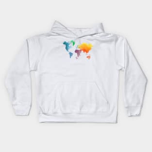 Watercolor earth map, land map, continents map, world map Kids Hoodie